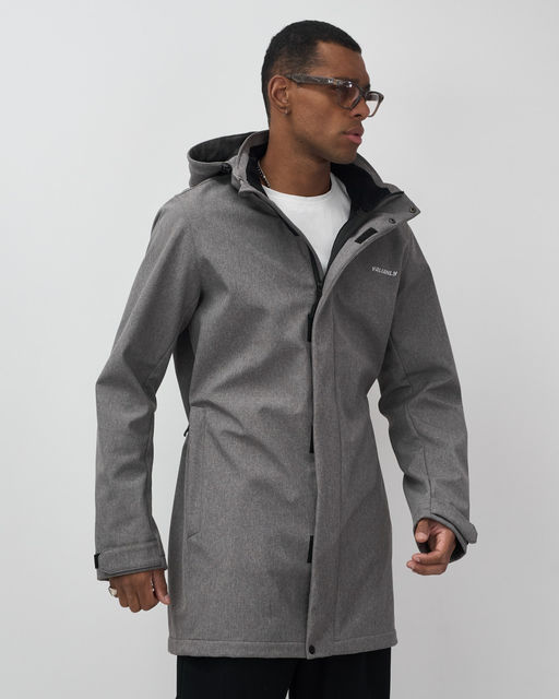 Парка спортивная мужская с капюшоном softshell серого цвета 9565Sr - Mtforce фото 8