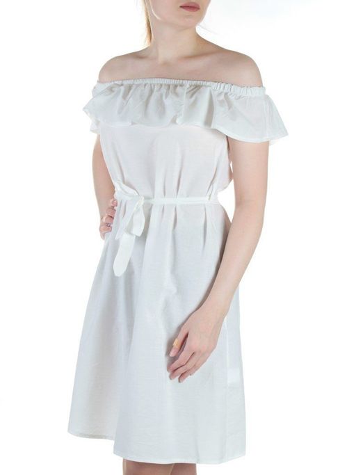 829 WHITE Платье хлопковое с поясом Fashion