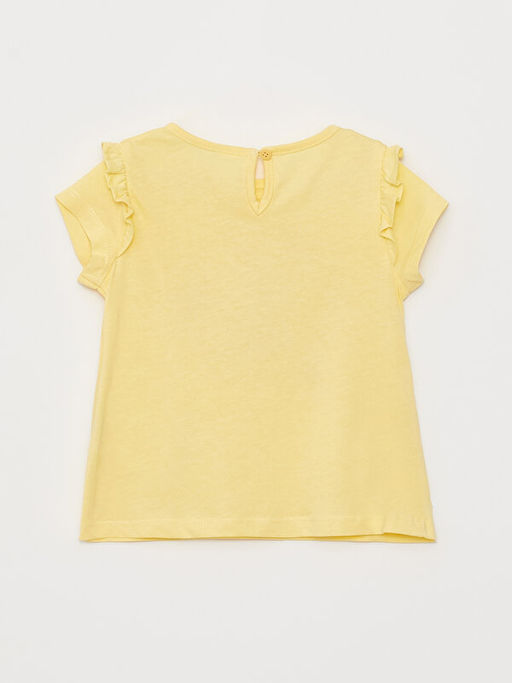 Bisiklet Yaka K?sa Kollu Bask?l? K?z Bebek Ti??rt