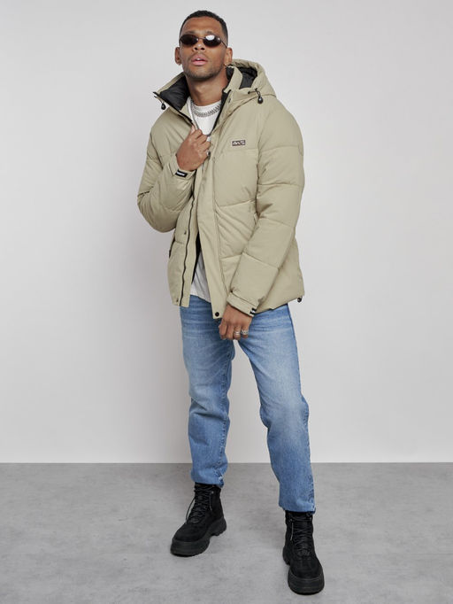 Куртка молодежная мужская зимняя с капюшоном светло-зеленого цвета 8356ZS - Wonderrman фото 15