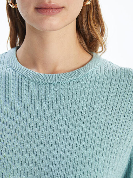 Bisiklet Yaka Dokulu Kad?n Triko Kazak