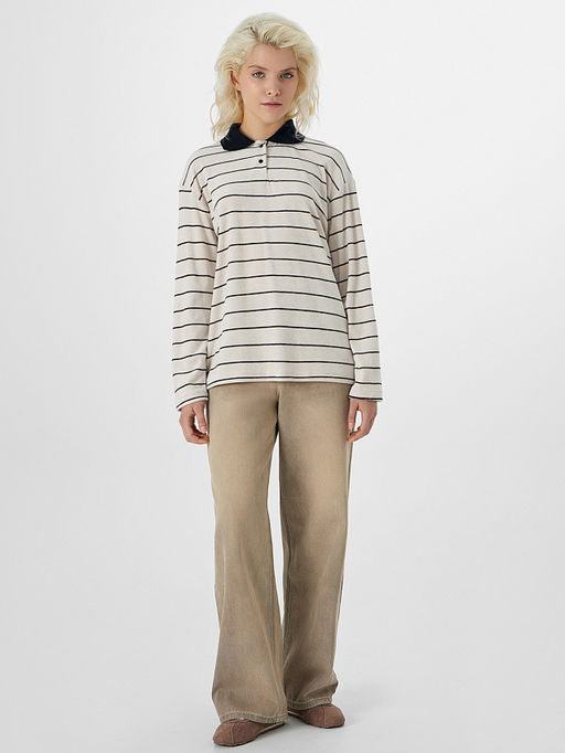 Поло женское бежевое в полоску - Mark formelle фото 3