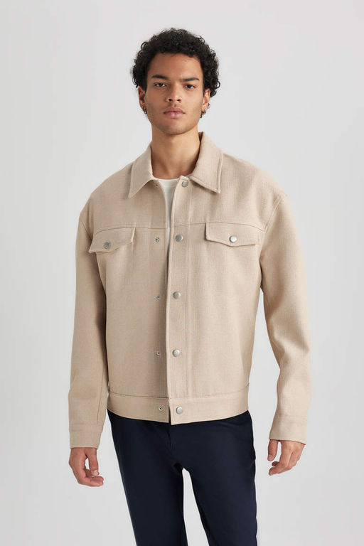 Пальто Relax Fit с воротником-поло на хлопковой подкладке - Defacto фото 7