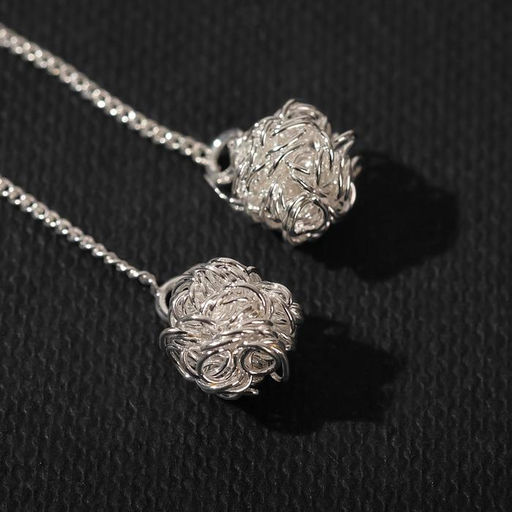 Серьги металл Цепочки шарики, цвет серебро