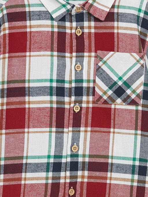 Uzun Kollu Ekose Desenli Erkek ?ocuk Oduncu G?mlek