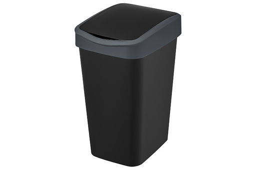 Ведро для мусора с подвижной крышкой 10 л 23,5*19,5*33,7 см Тандем черный/серый (841078) - Elan gallery фото 4