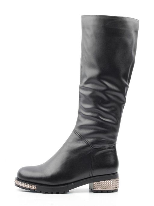 02-K66-D1 BLACK Сапоги зимние женские (натуральная кожа, натуральный мех (еврозима)) - Фабричный китай фото 12