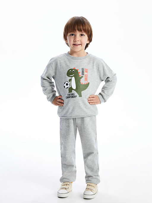 Bisiklet Yaka Erkek ?ocuk Sweatshirt ve E?ofman Alt 2li