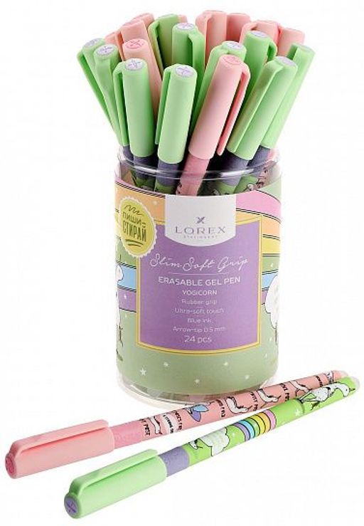 Ручка гелевая LOREX YOGICORN, серия "Slim Soft Grip", со стираемыми чернилами, круглый прорезиненный