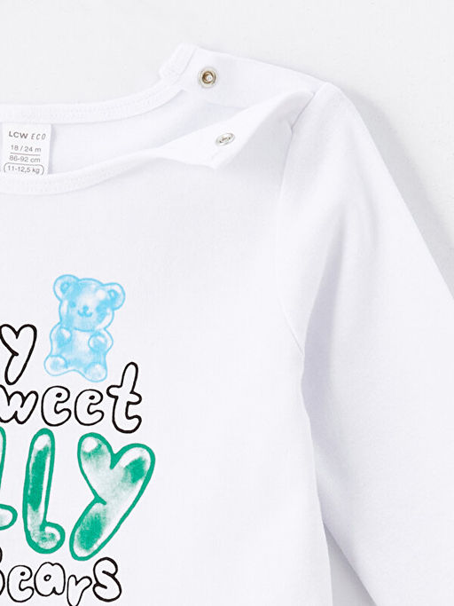 Bisiklet Yaka Uzun Kollu Bask?l? K?z Bebek Tulum - Waikiki фото 3