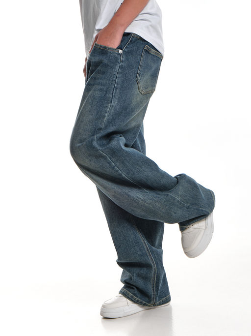 Джинсы свободного кроя на резинке 33-6900 синий - Mini maxi фото 9