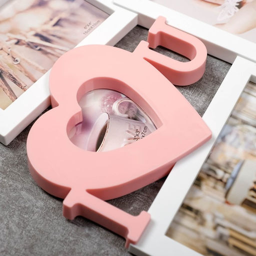 Фоторамка - коллаж на 4 фото 9?9, 10?15, 13?18 см Я люблю тебя, пластик, мультирамка, белая с розовым, 39.5?32 см