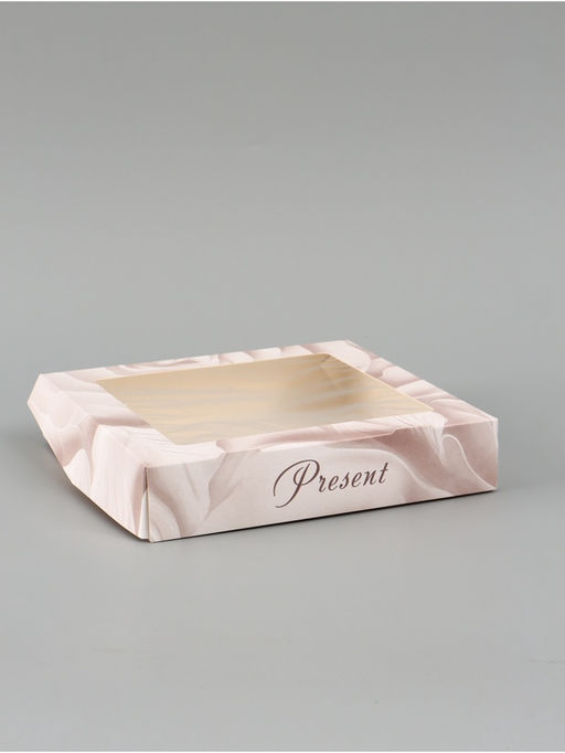 Цена за 5 шт. Коробка подарочная складная «Подарок», 20×20×4 см, с окном