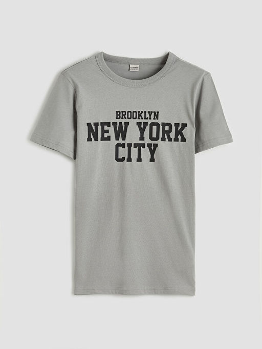 Bisiklet Yaka New York Bask?l? Erkek ?ocuk Ti??rt