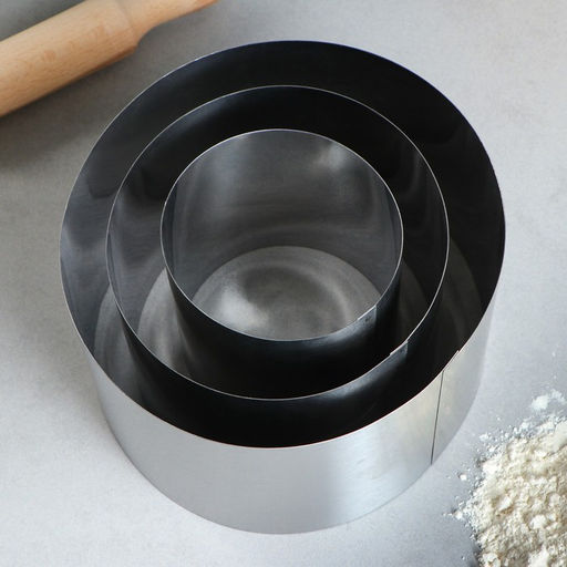 Набор форм для выпечки и выкладки TAS-PROM «Круг», d=10/15/20 см, h=12 см, нержавеющая сталь, 3 шт.