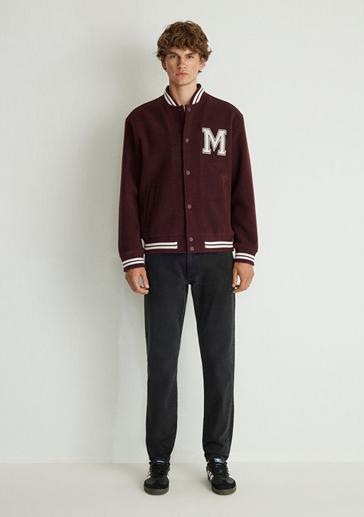 M Bask?l? Bordo Bomber Ceket - Mavi фото 2