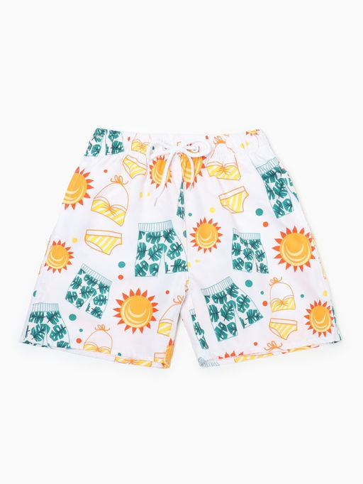 Плавки-шорты купальные для мальчика MINAKU: Summer, белые, рост 110-116 см