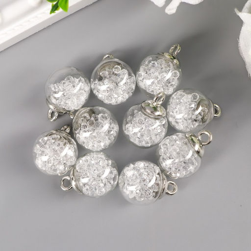 Цена за 2 шт. Подвеска декоративная для творчества стекло «Шар - камешки», прозрачная, d=1.6 см, набор 10 шт.