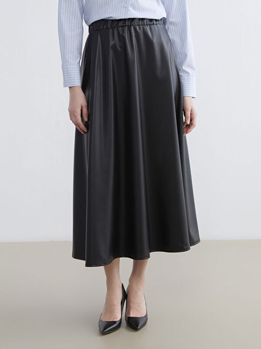 Beli Lastikli Deri G?r?n?ml? Klo? Etek