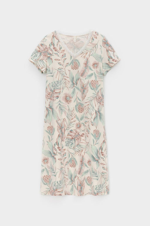 Е 10054/айвори,акварельные тропики сорочка ночная жен - Very neat фото 2