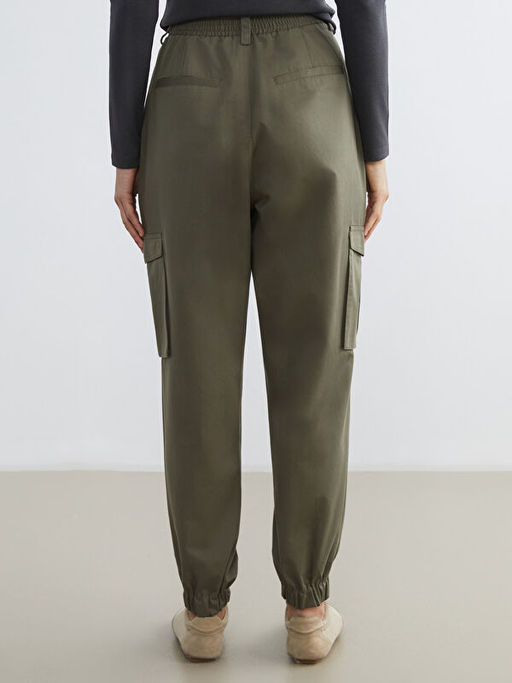 Beli Lastikli Gabardin Kad?n Jogger Pantolon