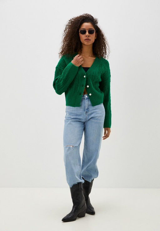 Укороченный кардиган с перламутровыми пуговицами - Incity фото 6