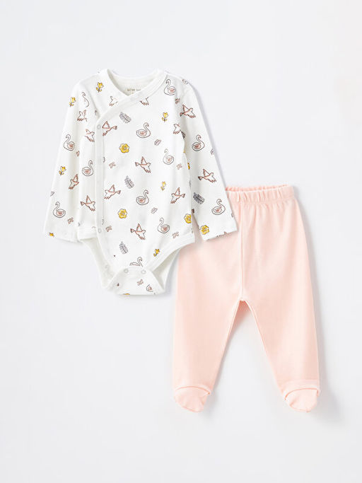 Bisiklet Yaka Uzun Kollu Bask?l? K?z Bebek ??t??tl? Body ve Pantolon 2li Tak?m