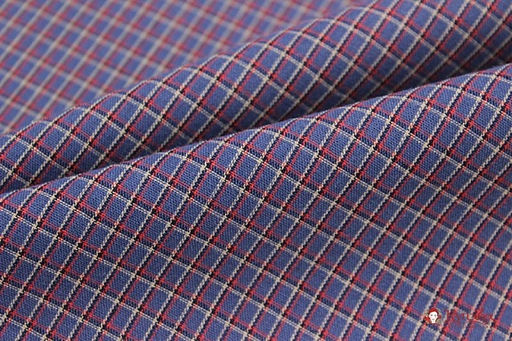 Пестрядь Средняя двухцветная клетка на джинсово-синем, ш.1.45м, хлопок-95%, п/э-5%, 130гр/м.кв - Купава фото 3