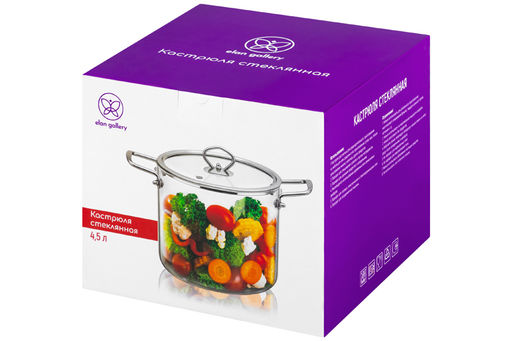 Кастрюля 4,5 л 30*20*20,5 см Crystal glass с крышкой - Elan gallery фото 44