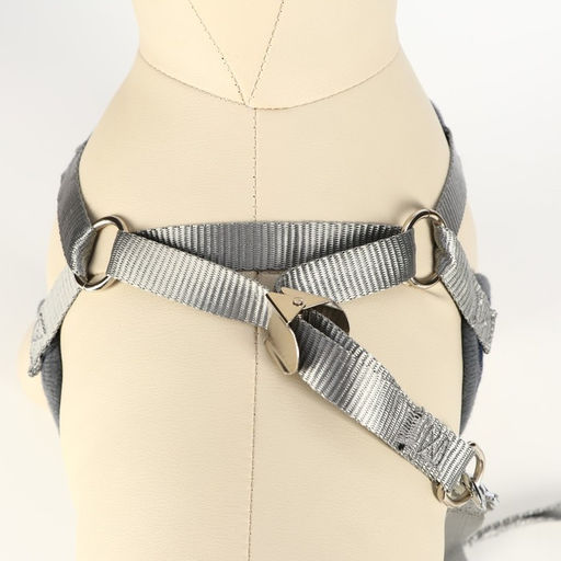 Комплект амуниции с мягкой шлейкой, XL, поводок 120 х 1,5 см, ОШ 38-52 см, ОГ 42-60 см, серый 7119 - Пижон фото 4