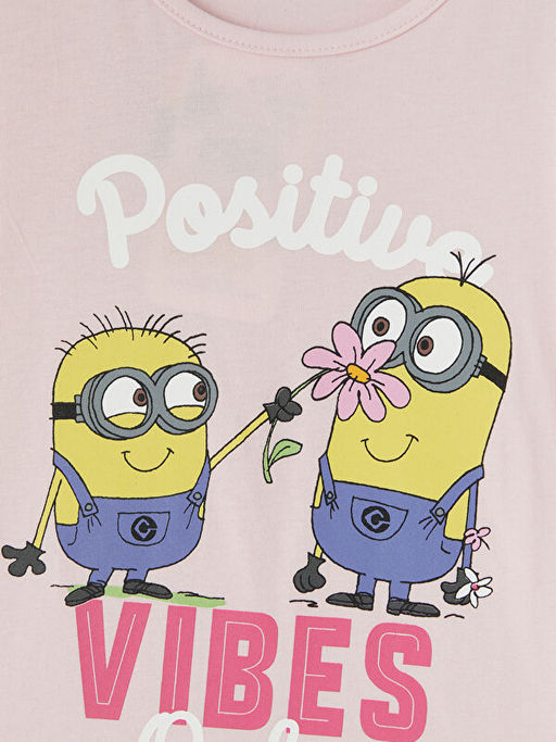 Bisiklet Yaka Minions Bask?l? K?z ?ocuk Ti??rt