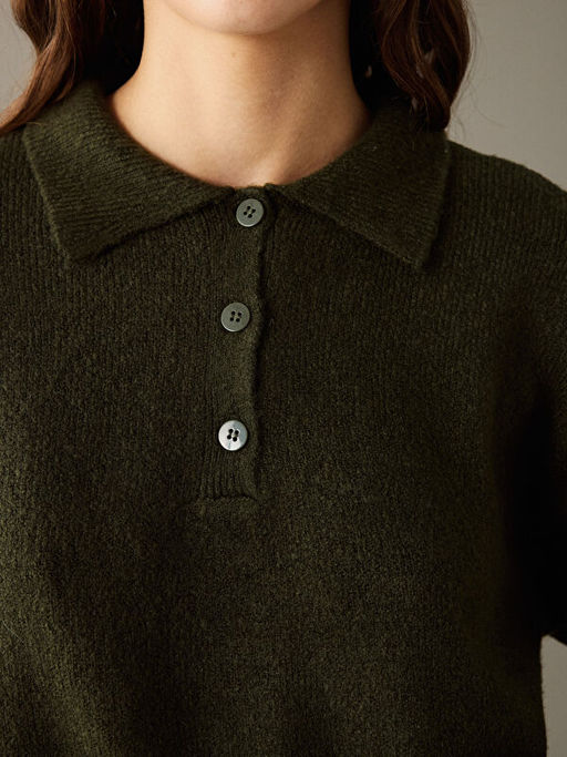 Polo Yaka Kad?n Triko Kazak