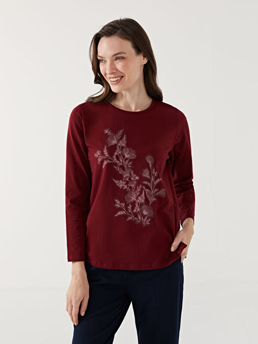 Bisiklet Yaka Desenli Kad?n Bluz