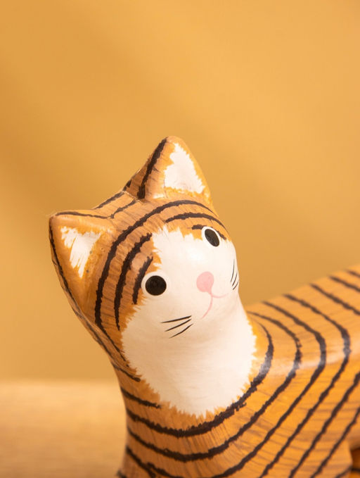 Сувенир «Полосатая кошка», 11×3×9 см, дерево, МИКС