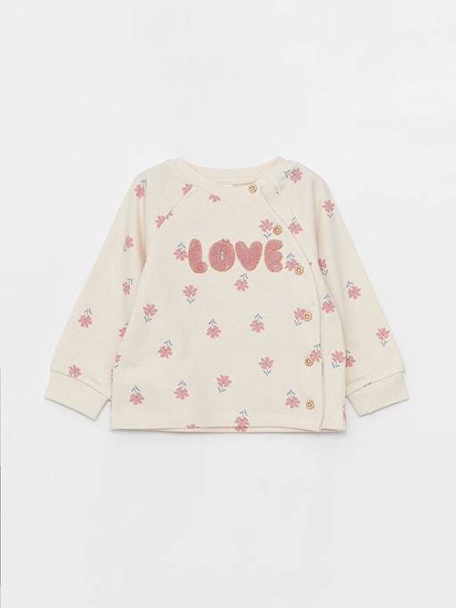 Bisiklet Yaka Uzun Kollu Bask?l? K?z Bebek H?rka ve Pantolon 2li Tak?m - Waikiki фото 2