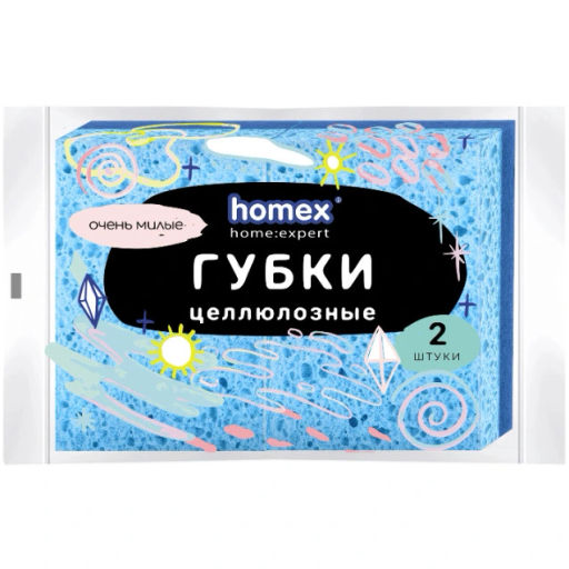 Цена за 5 шт. Губка для посуды "Homex" Пенный Эффект 2 шт