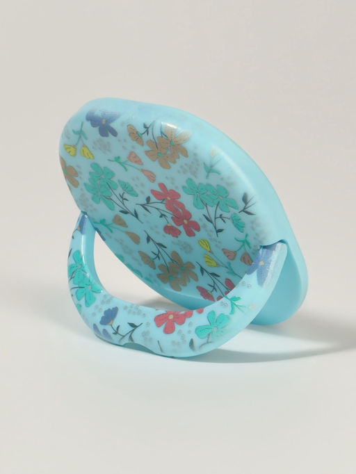 Зеркало карманное «Узор», с подставкой, 8×8 см, голубое