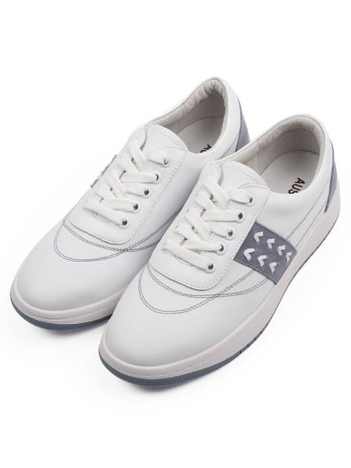 03-YA345-1 WHITE/BLUE Полуботинки спортивные женские (натуральная кожа, натуральная замша)