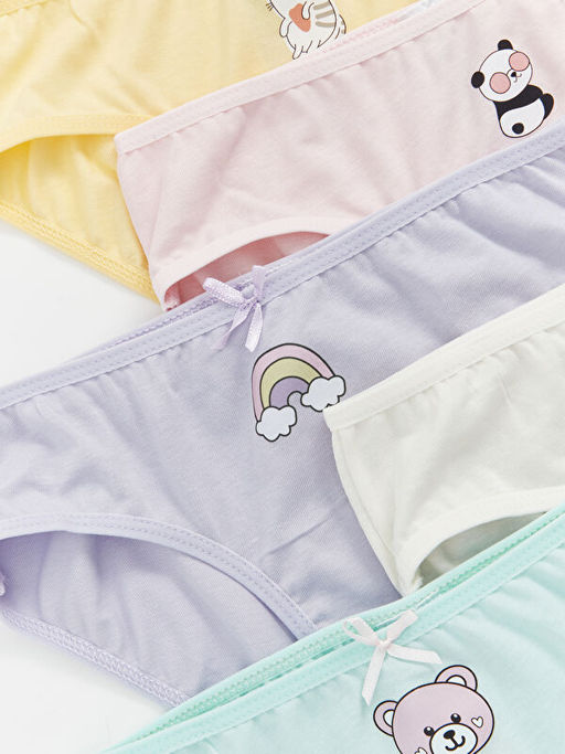 Bask?l? Pamuklu K?z ?ocuk K?lot 5li - Waikiki фото 2