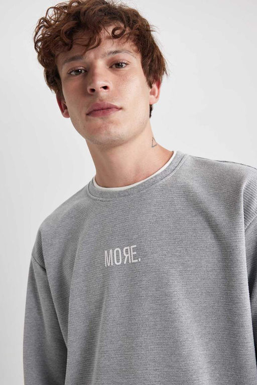 Толстовка оверсайз с круглым вырезом и принтом - Defacto фото 5