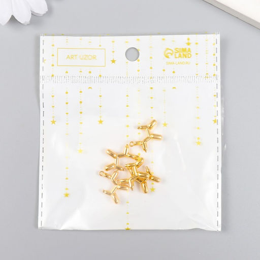 Цена за 5 шт. Металлический элемент, декоративная подвеска «Арт Узор. Надувной шарик: собака», золото, 1.8×2 см