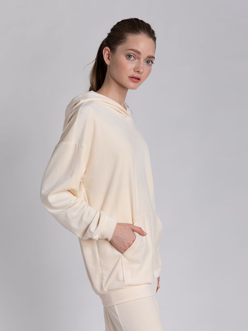 Костюм из велюра с удлиненным худи и брюками-палаццо - Tantino фото 4