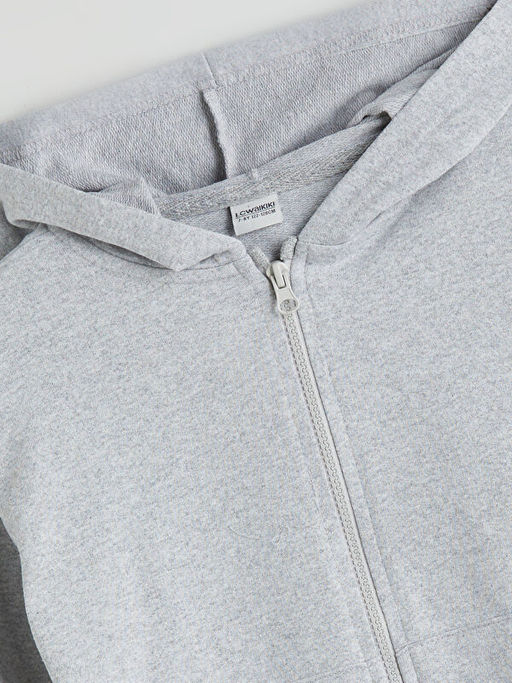 Kap??onlu Erkek ?ocuk Fermuarl? Sweatshirt