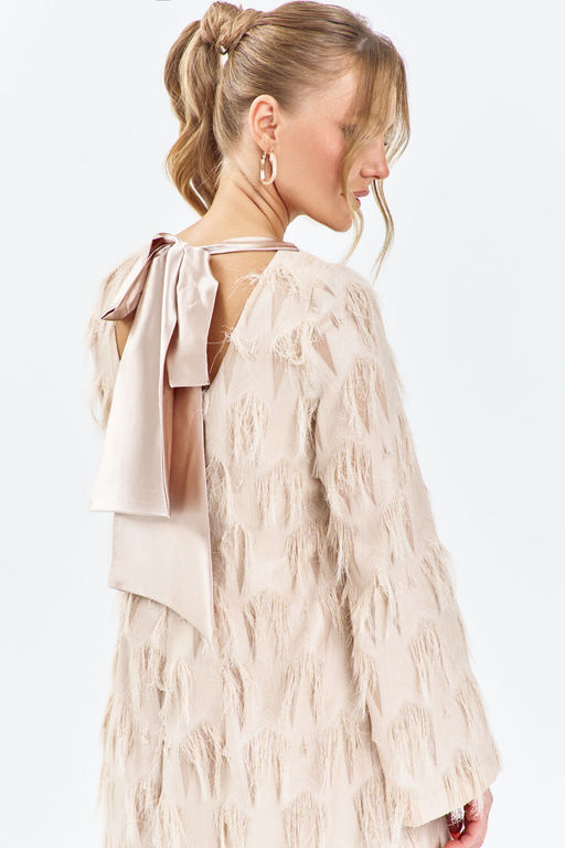 Платье Euro Moda 648 бежевый(золотистый)