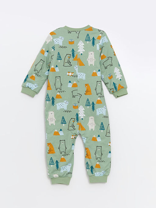 Bisiklet Yaka Uzun Kollu Bask?l? Erkek Bebek Tulum - Waikiki фото 2