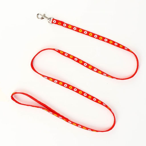 Комплект прошитый Цветы, поводок 120 х 1 см, ОГ 23-35 см, красный - Пижон фото 6