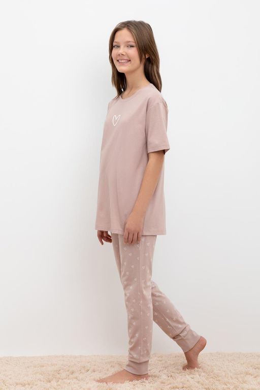 Crockid _ КБ 2817/кофейный,воздушные сердечки пижама для дев