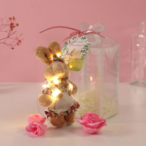 Набор подарочный Зайка в платье, мыльные розовые розы 5 шт., роса, 7?7?12 см - Simaland фото 2