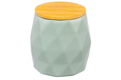 Банка д/хранения 550 мл 10,5*10,5*10,5 см Мятная+ бамбук. крышка с силик. упл. - Elan gallery фото 4