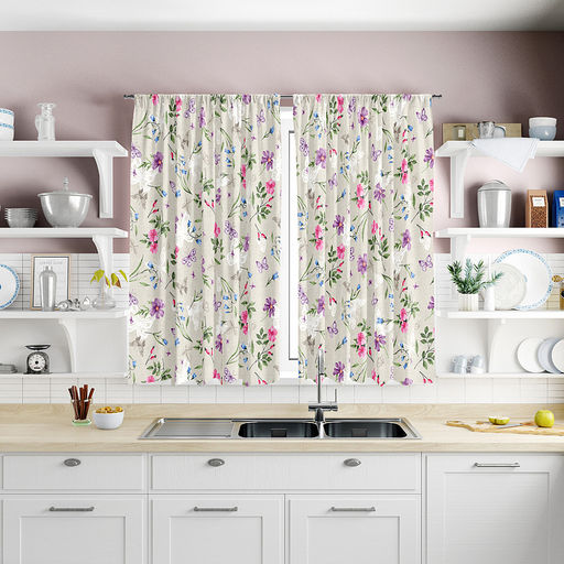 Шторы для кухни, 2шт 148х160см, на шторной ленте, на шторной ленте, рогожка, хлопок "Комфорт" 171 г/м2, упаковка классическая 32х41см, "Домашняя мода" (Россия)